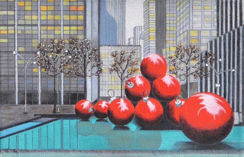 Christmas painting Oil on canvas, 20 x 30 cm